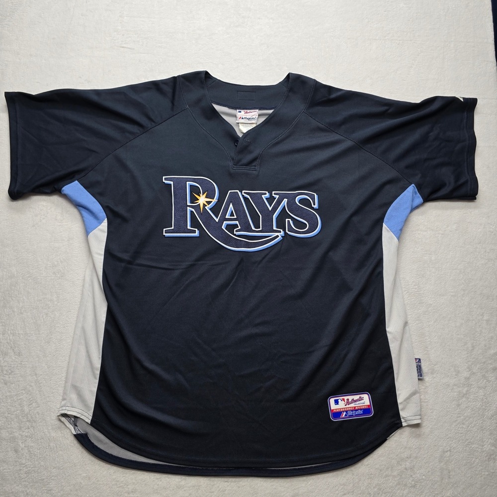 Majestic Rays MLB Jersey Athletic Navy 2X Baseball Authentic